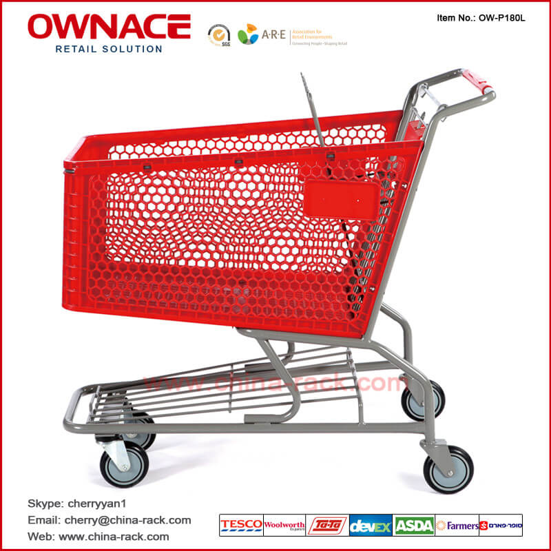 Carretilla/carro plásticos estándar de las compras del supermercado de la carretilla del estilo de las OW-P-Series con diversa capacidad