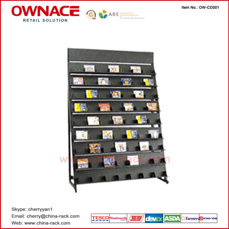 OW-CD001 Shelf CD, Display CD Rack, DVD Display Rack, DVD Organizer, Shelf para sostener DVE&amp;CD, Metal CD Racks, Display CD Stand