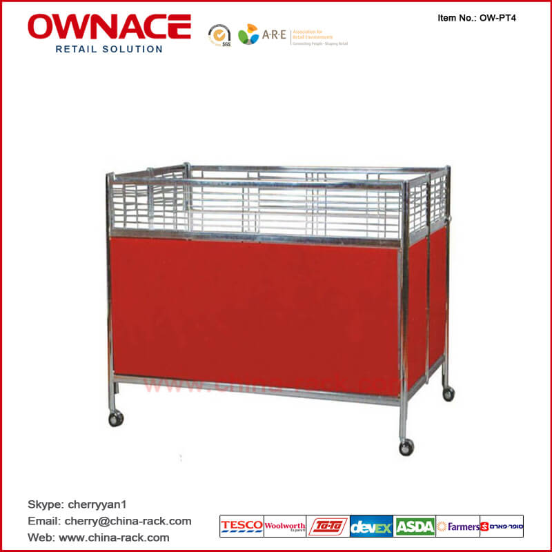 OW-PT4 Promotion Cart, Display Stand, Sales Cart con Wheels, Removable Supermarket Display Rack, Demonstration Table