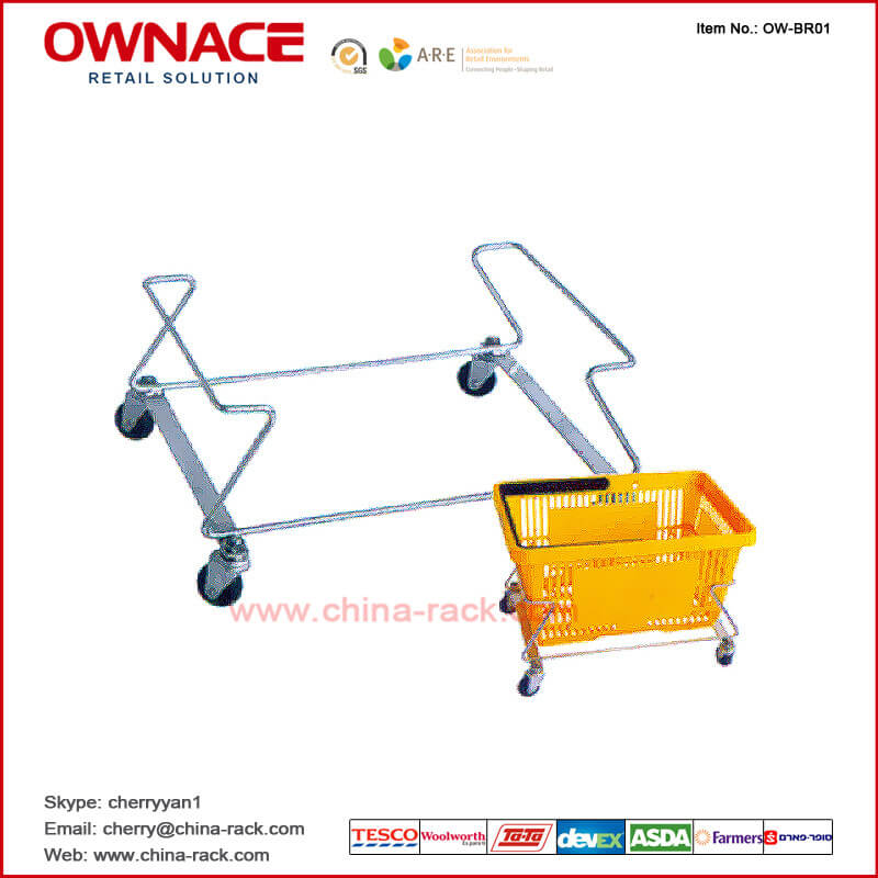 Sostenedor movible de la cesta del metal del alambre del rodillo de las compras OW-BR01