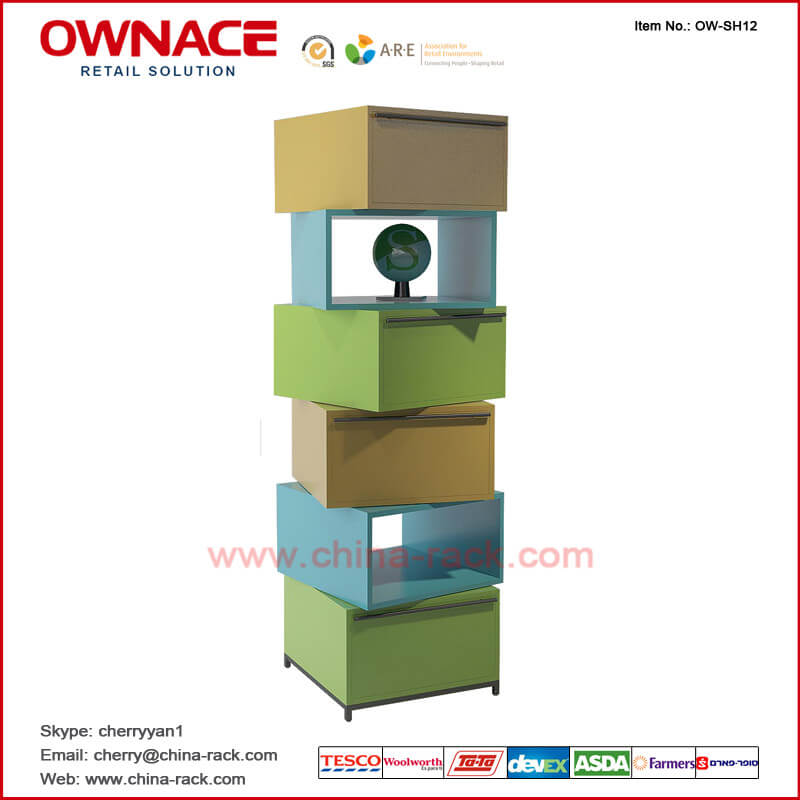 Estante de visualización de madera de múltiples funciones de los muebles del diseño del arte OW-SH12