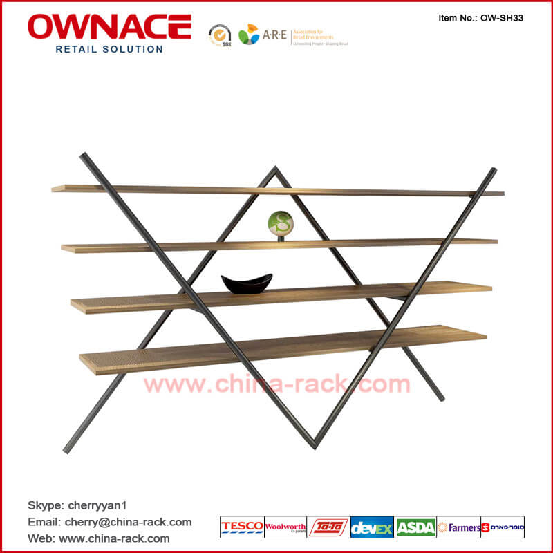 Estante de visualización de madera de múltiples funciones de los muebles del diseño del arte OW-SH33