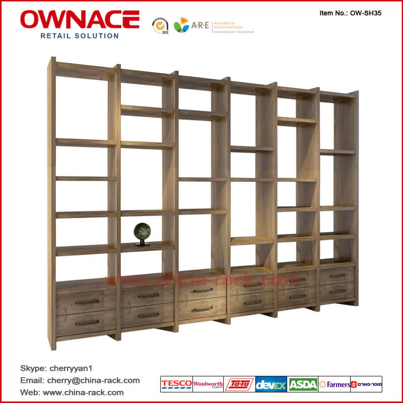 Estante de visualización de madera de múltiples funciones de los muebles del diseño del arte OW-SH35
