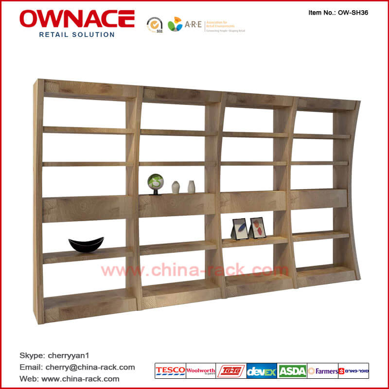 Estante de visualización de madera de múltiples funciones de los muebles del diseño del arte OW-SH36