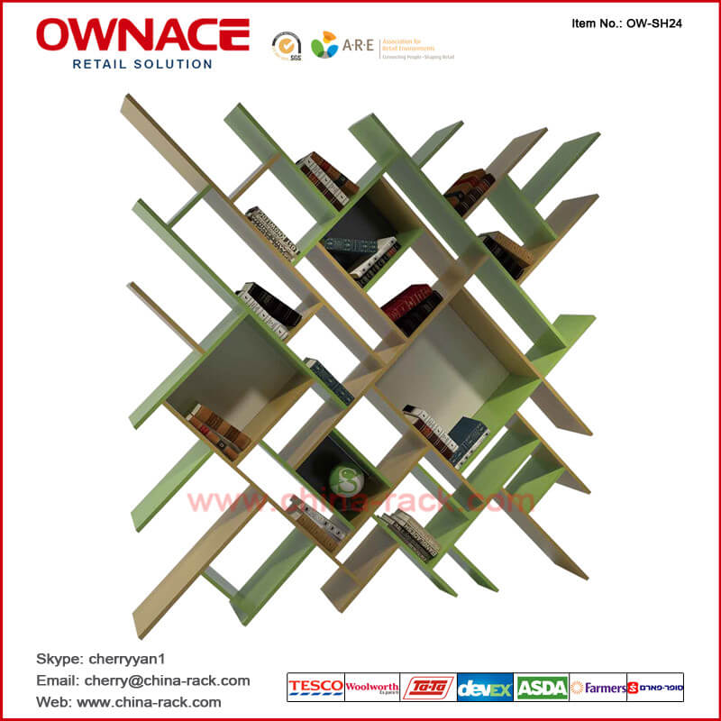 Estante de visualización de madera de múltiples funciones de los muebles del diseño del arte OW-SH24