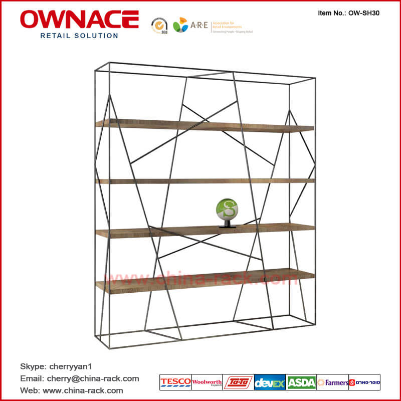 Estante de visualización de madera de múltiples funciones de los muebles del diseño del arte OW-SH30