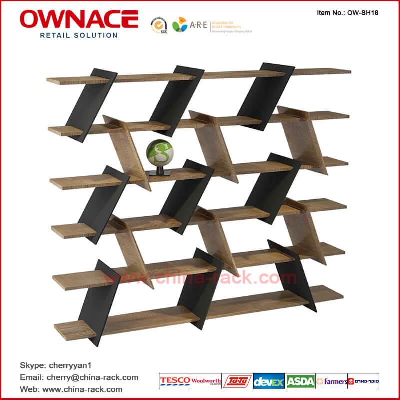 Estante de visualización de madera de múltiples funciones de los muebles del diseño del arte OW-SH18