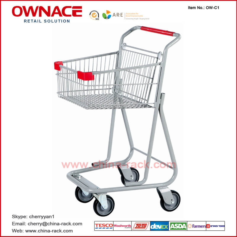 Carretilla/carro de las compras del supermercado de la carretilla de la cesta de alambre OW-C1 con diversa capacidad