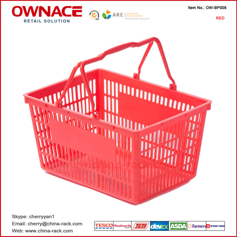 OW-BP008 Factory Direct Sales Medium Capacity Shopping Basket, Plastic Market Basket, Pesado-deber Plastic Baskets para Storage