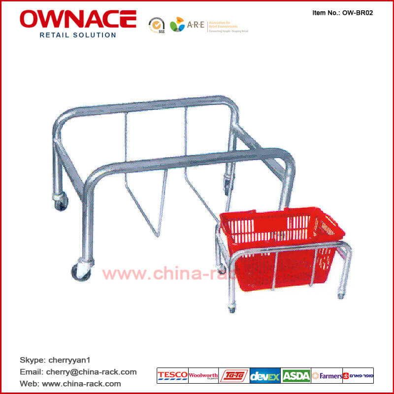 Sostenedor movible de la cesta del metal del alambre del rodillo de las compras OW-BR02